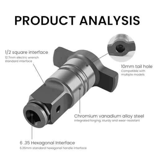 Serplex® Magnetic Converter Attachment 1/2 Inch Square Drive to 1/4 Inch Hex Female Socket Adapter Assembly Drill Housing for Power Wrench Universal Fit Tool Bit Sleeve 2PCS Serplex® Magnetic Converter Attachment 1/2 Inch Square Drive to 1/4 Inch Hex Female Socket Adapter Assembly Drill Housing for Power Wrench Universal Fit Tool Bit Sleeve 2PCS
